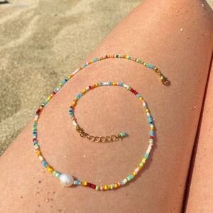 New Bead & Pearl Necklace Multicolor Necklace Beaded Choker Freshwater Pearl